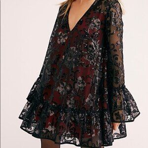 Free People Falling Flowers Sequins Frock Dress Size XS
